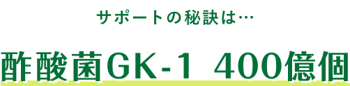 サポートの秘訣は…酢酸菌GK-1 400億個