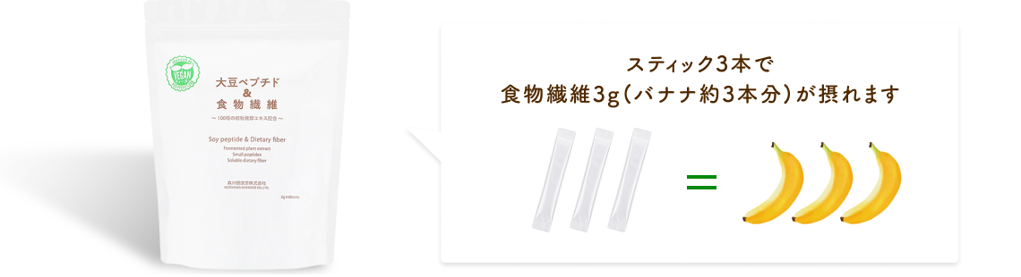 スティック3本で食物繊維3g(バナナ役3本分)が摂れます